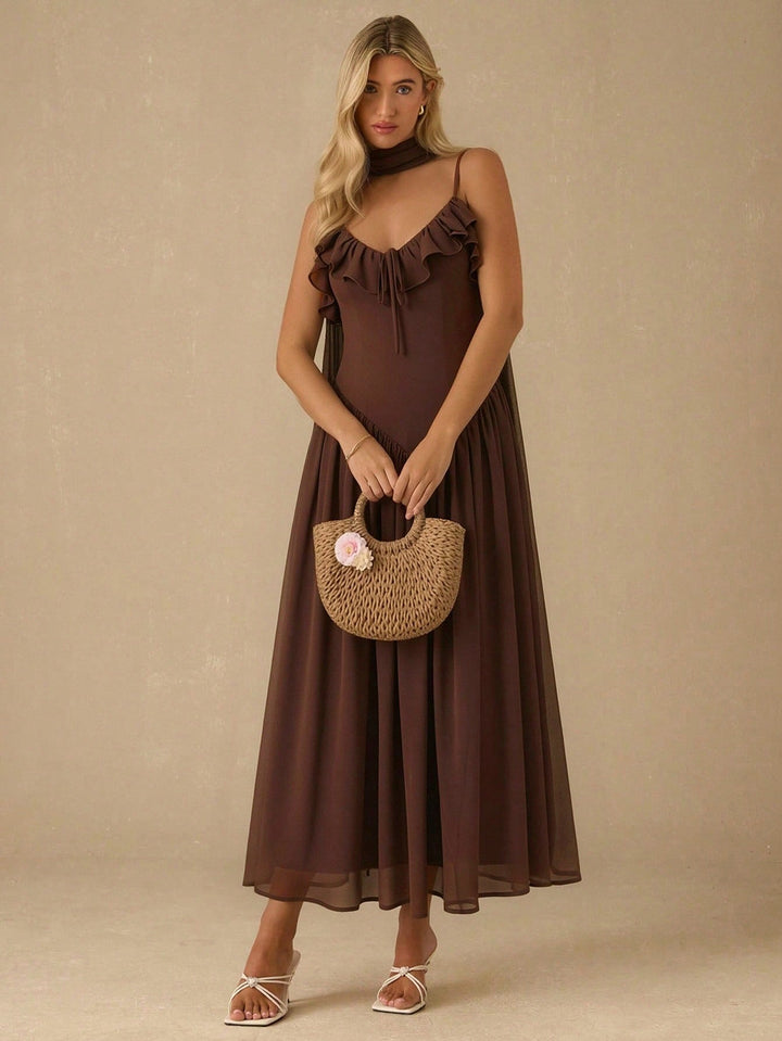 Rochie maxi SHEIN, maro