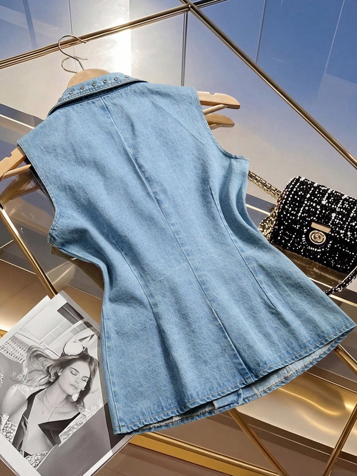 Vesta din denim SHEIN, albastru