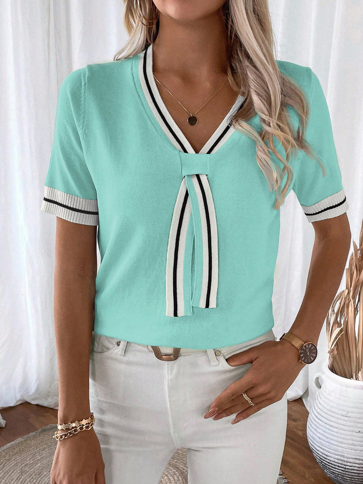 Top tricotat SHEIN, albastru