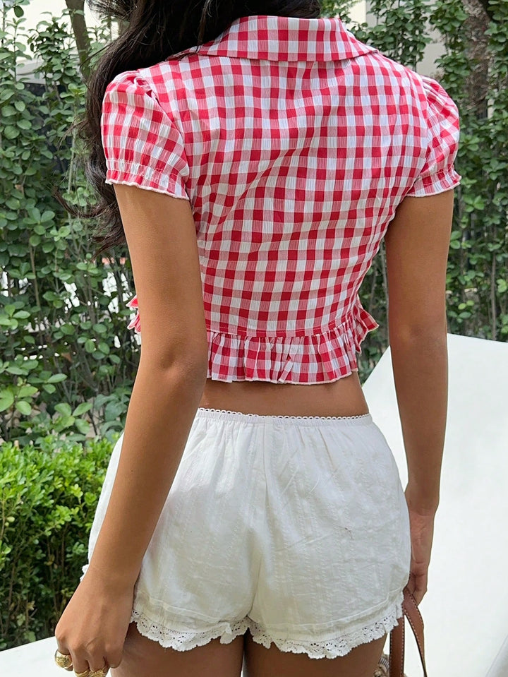 Cămașă corta cropped SHEIN, mix culori