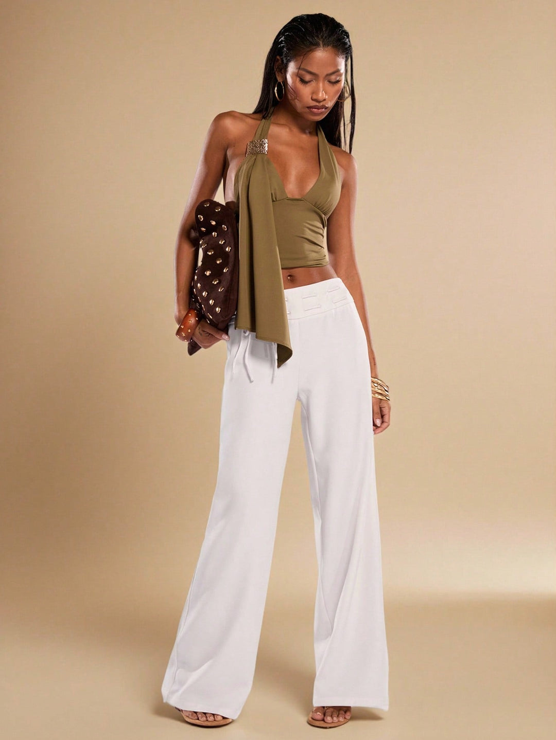 Pantaloni SHEIN, alb