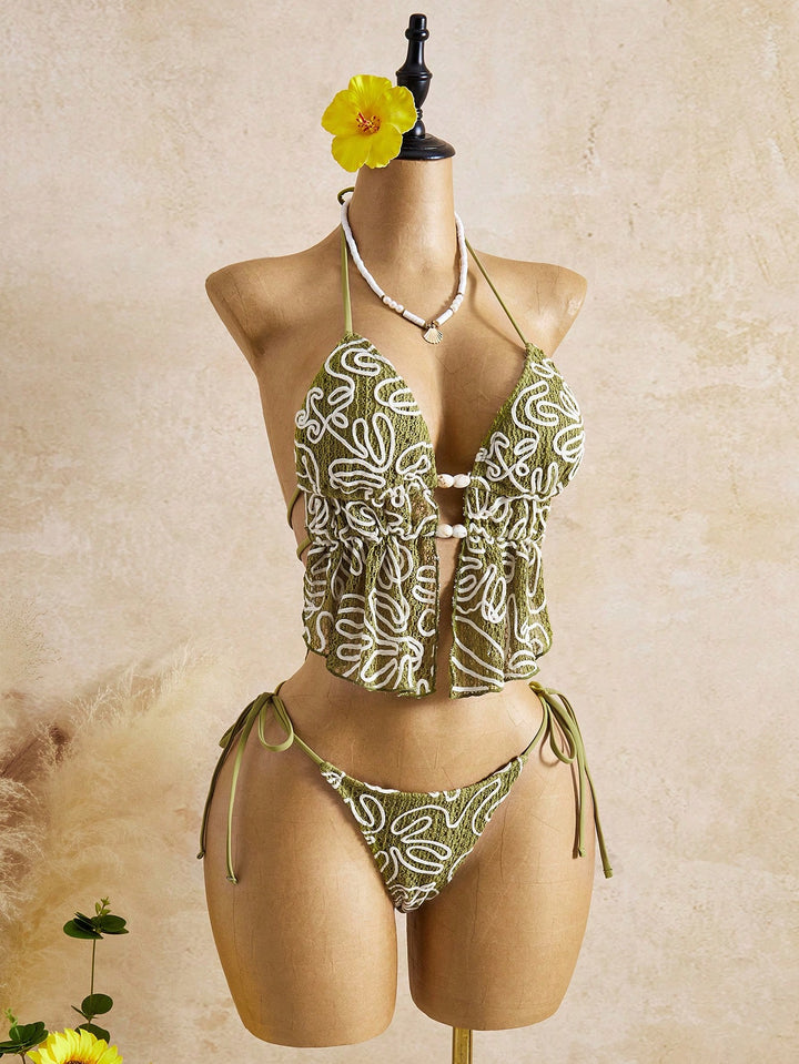 Costum de baie SHEIN, verde