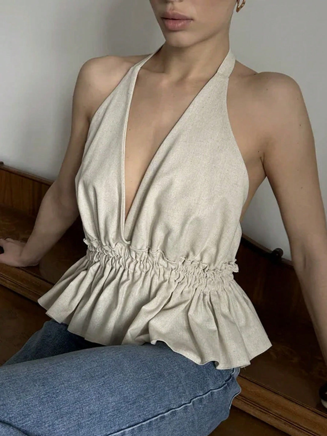 Top halter SHEIN, portocaliu