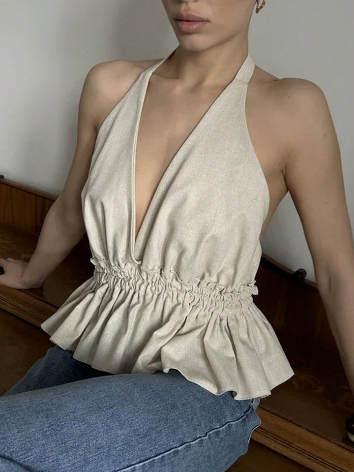 Top halter SHEIN, portocaliu