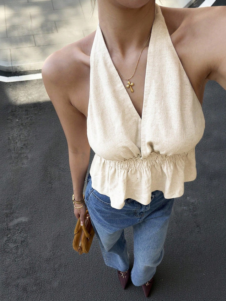 Top halter SHEIN, portocaliu