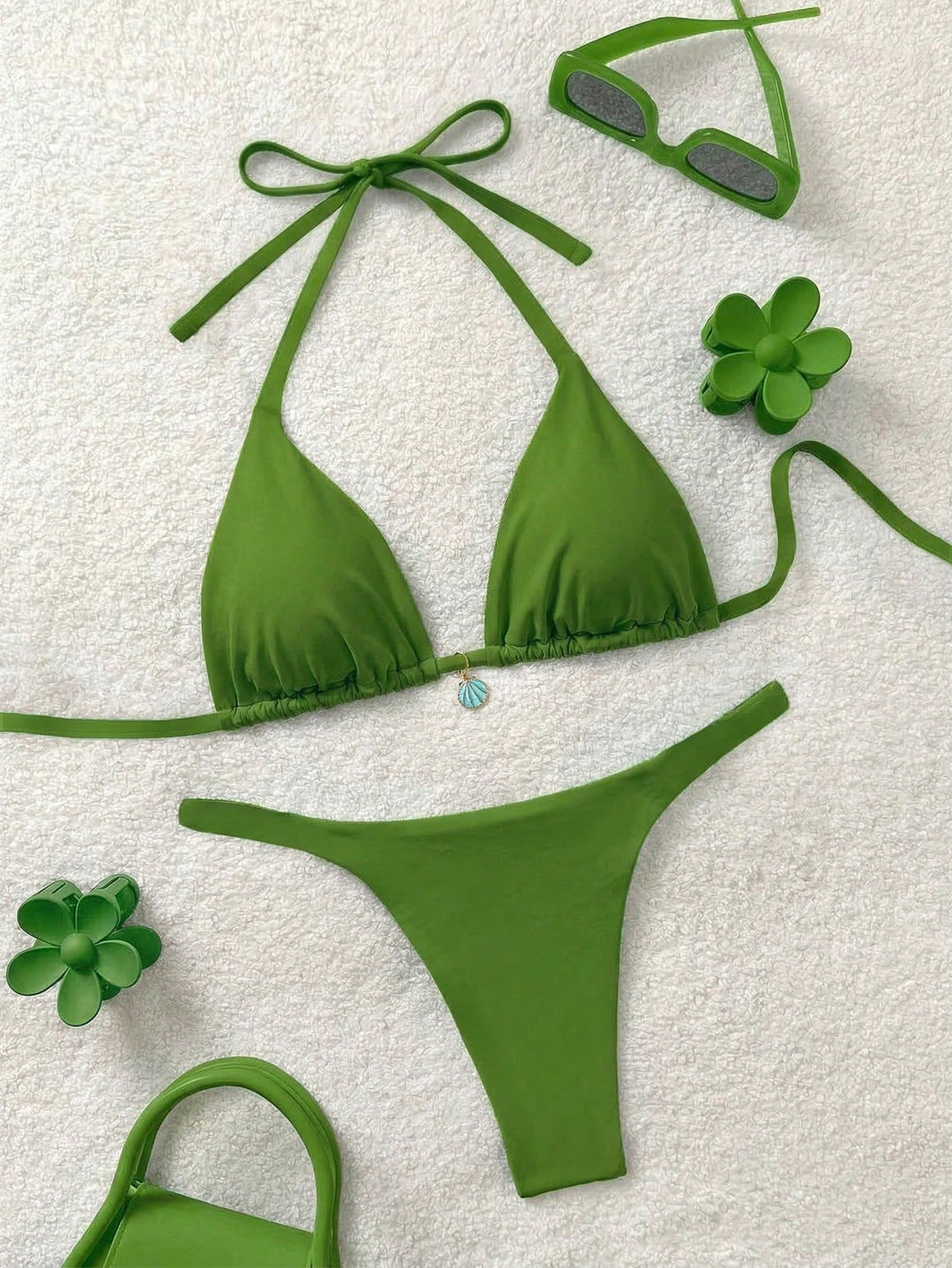 Set bikini de baie SHEIN, verde