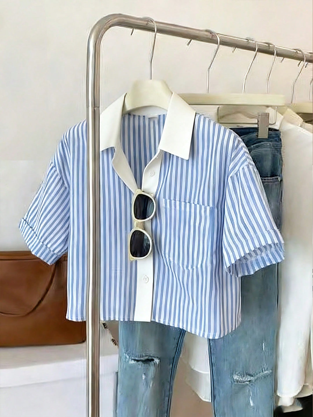 Cămașă casual SHEIN, albastru