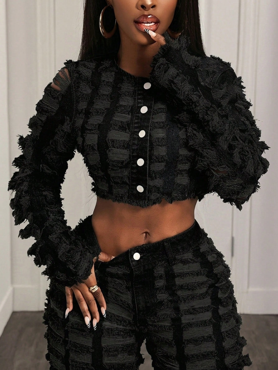 Jachetă denim SHEIN, negru
