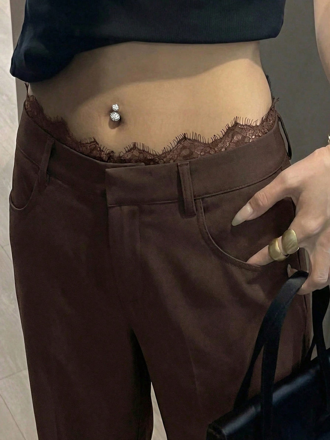 Pantalon SHEIN, maro