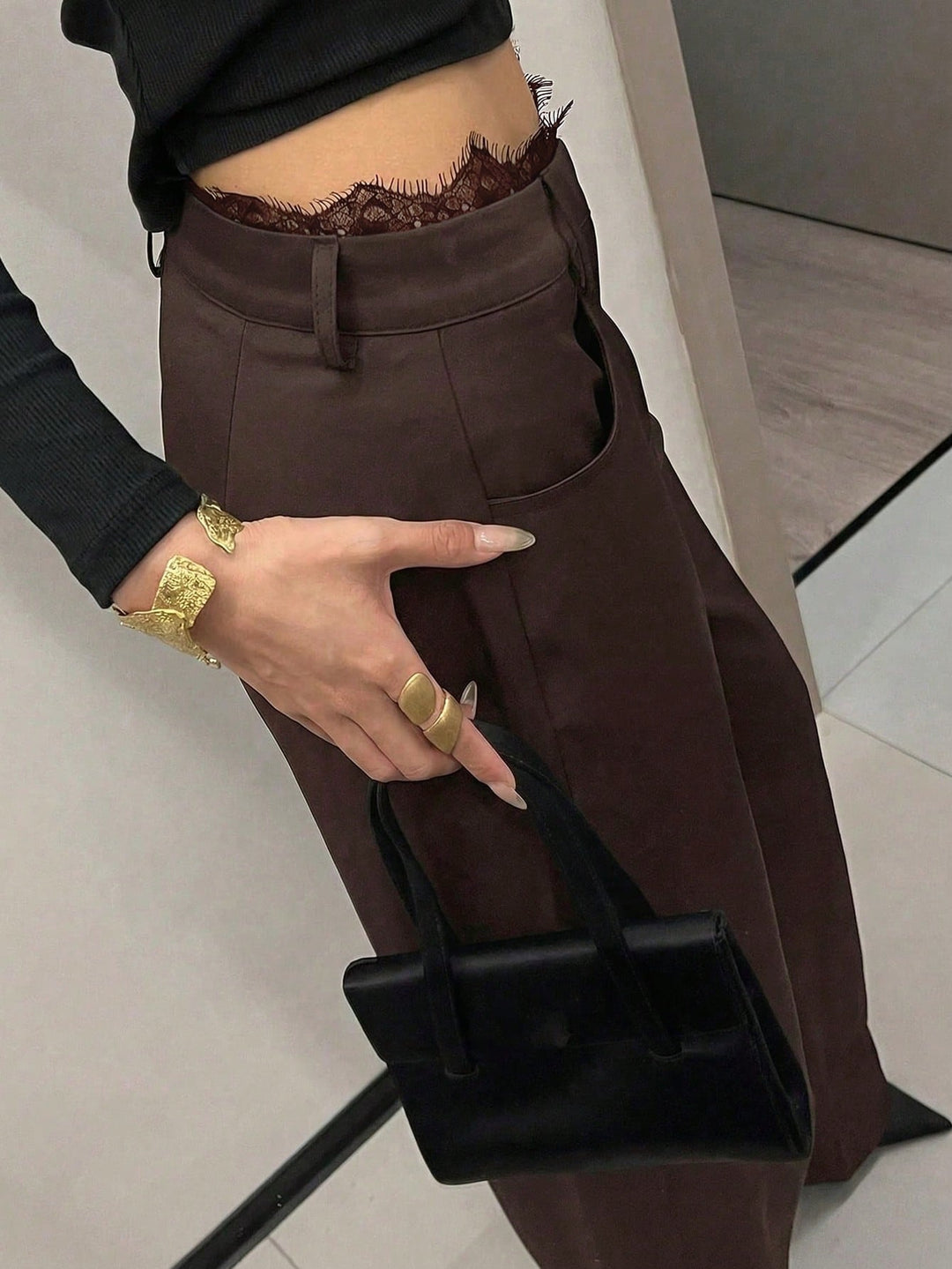Pantalon SHEIN, maro