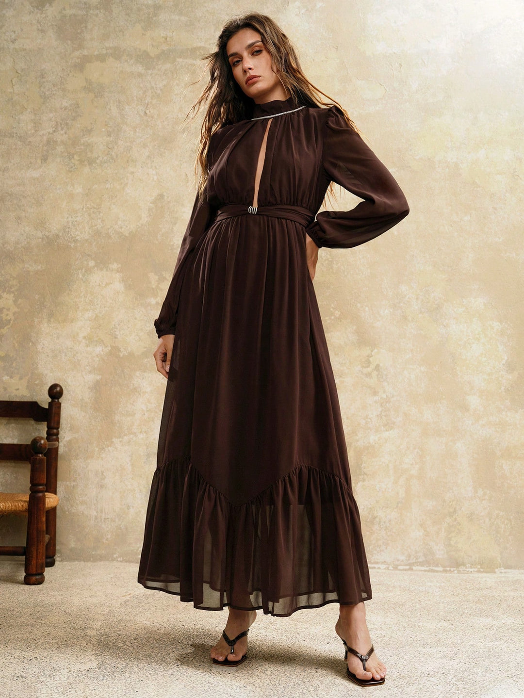 Rochie maxi SHEIN, maro