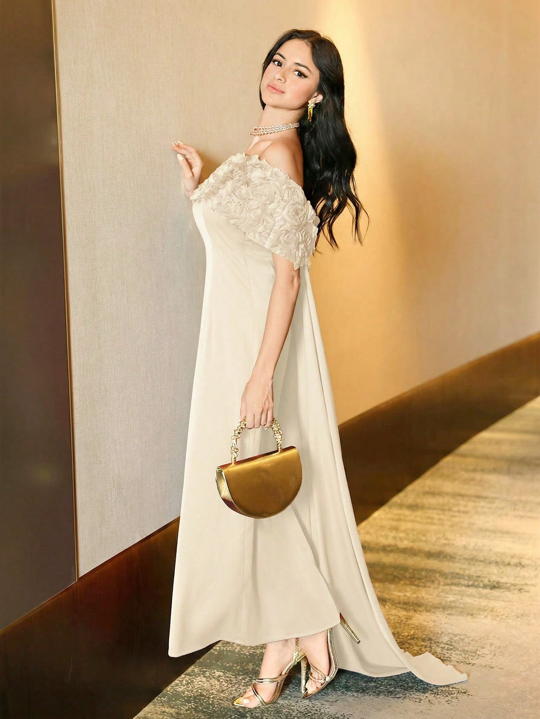 Rochie maxi SHEIN, bej
