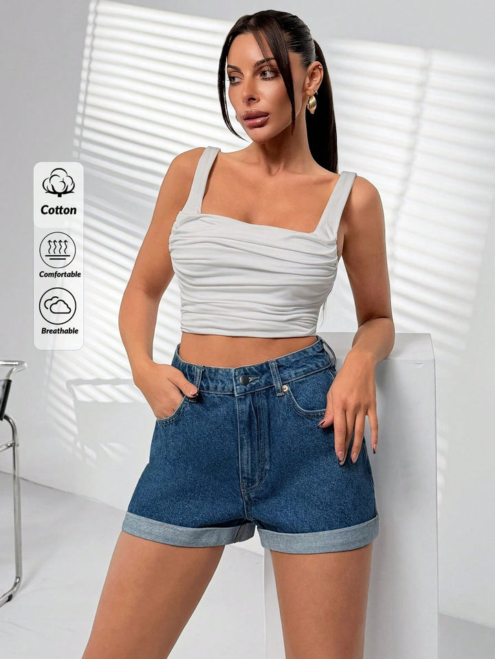 Pantaloni scurți SHEIN, albastru
