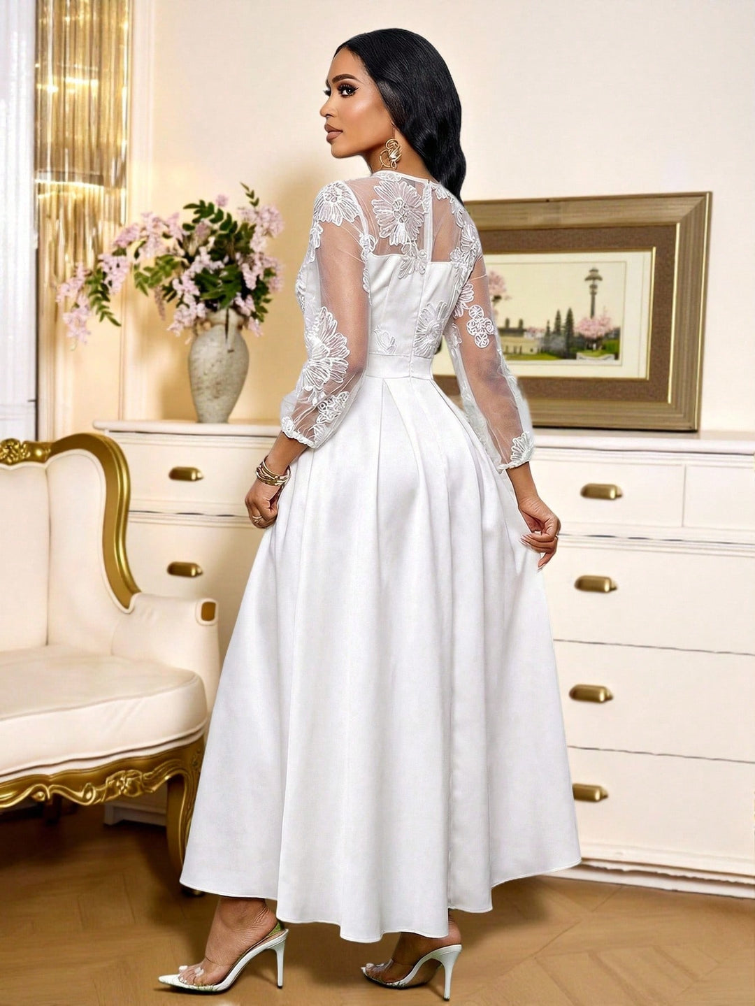 Rochie midi SHEIN, alb