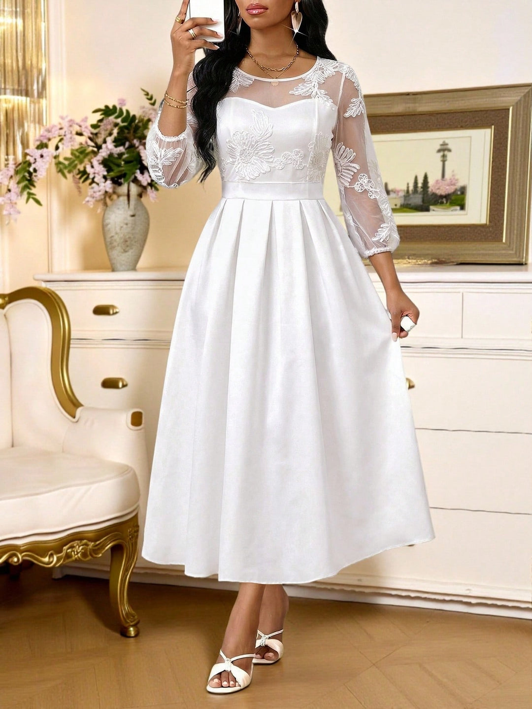 Rochie midi SHEIN, alb