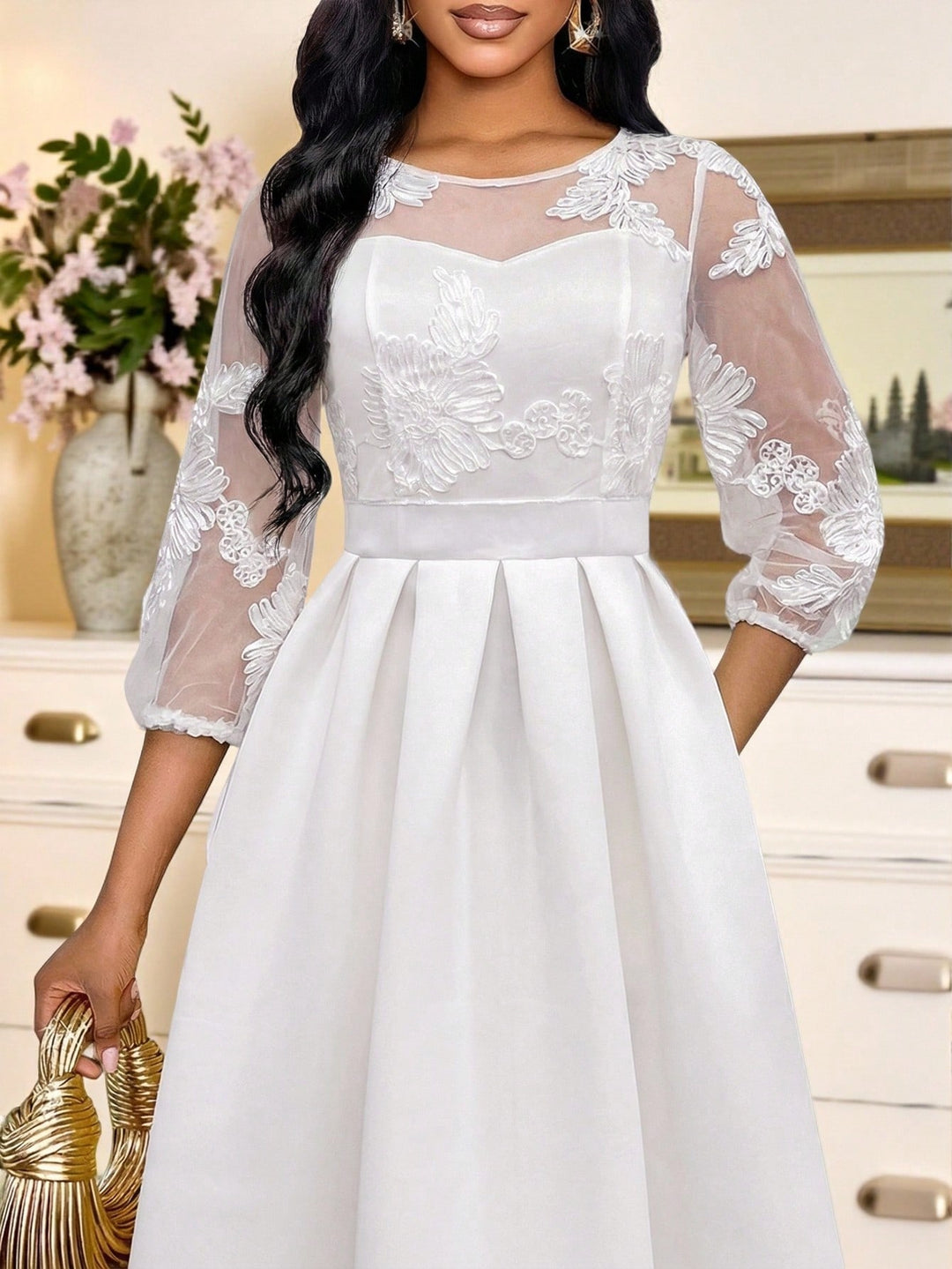 Rochie midi SHEIN, alb