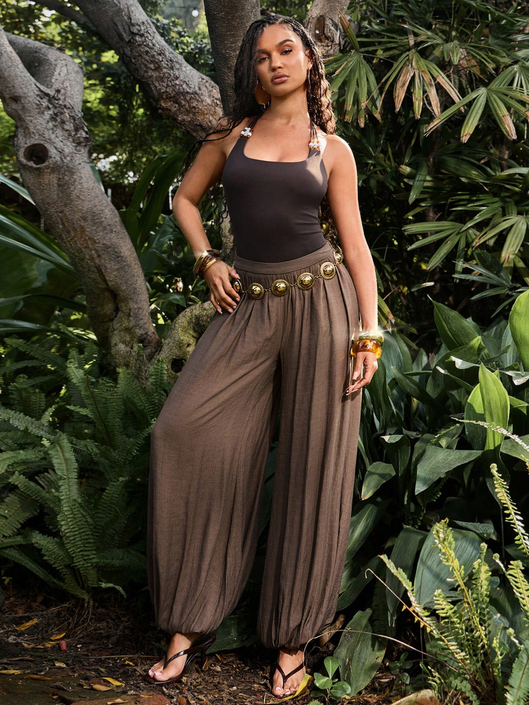 Pantaloni SHEIN, maro