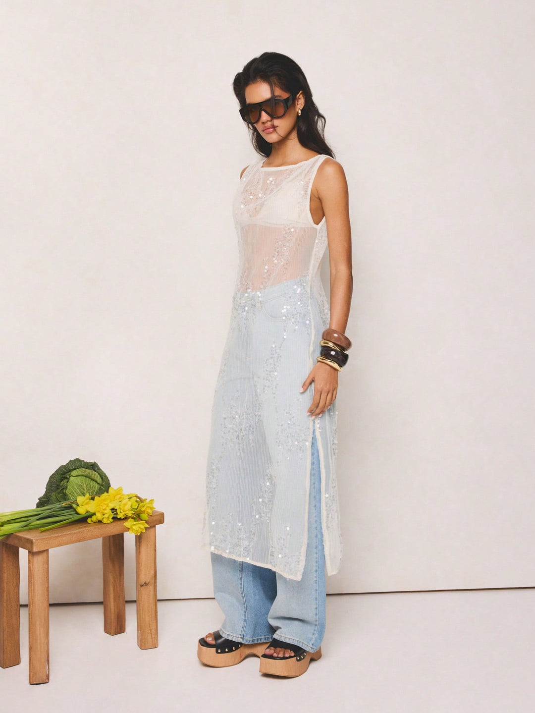 Rochie maxi SHEIN, bej