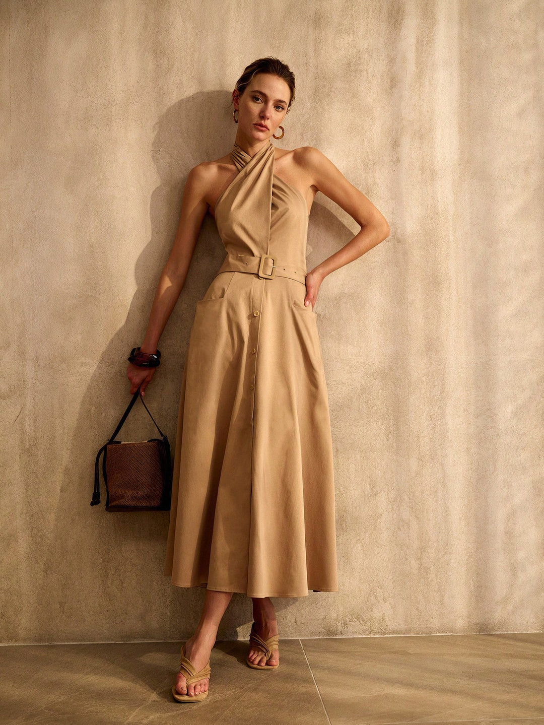 Rochie midi SHEIN, kaki