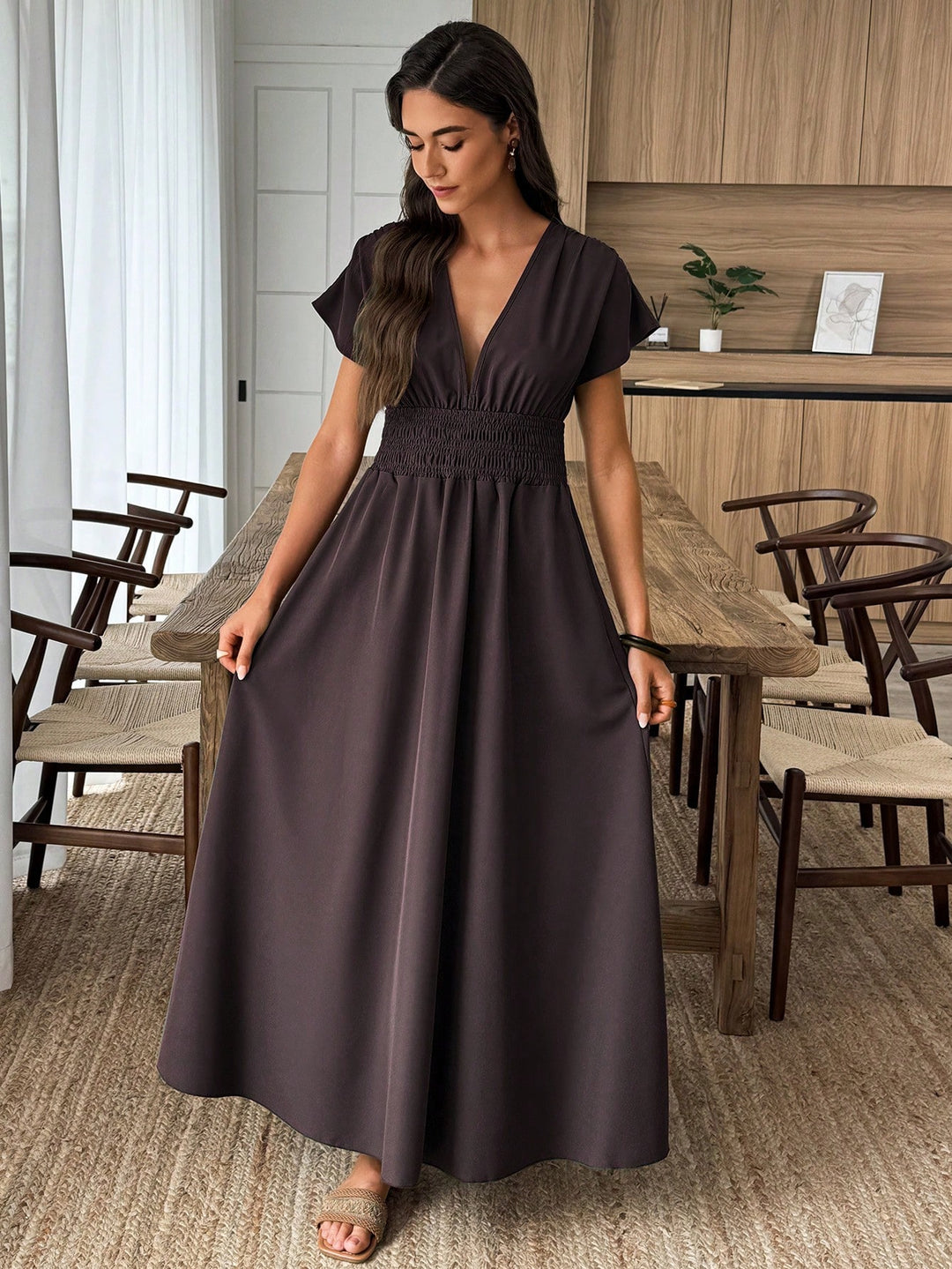 Rochie maxi SHEIN, maro