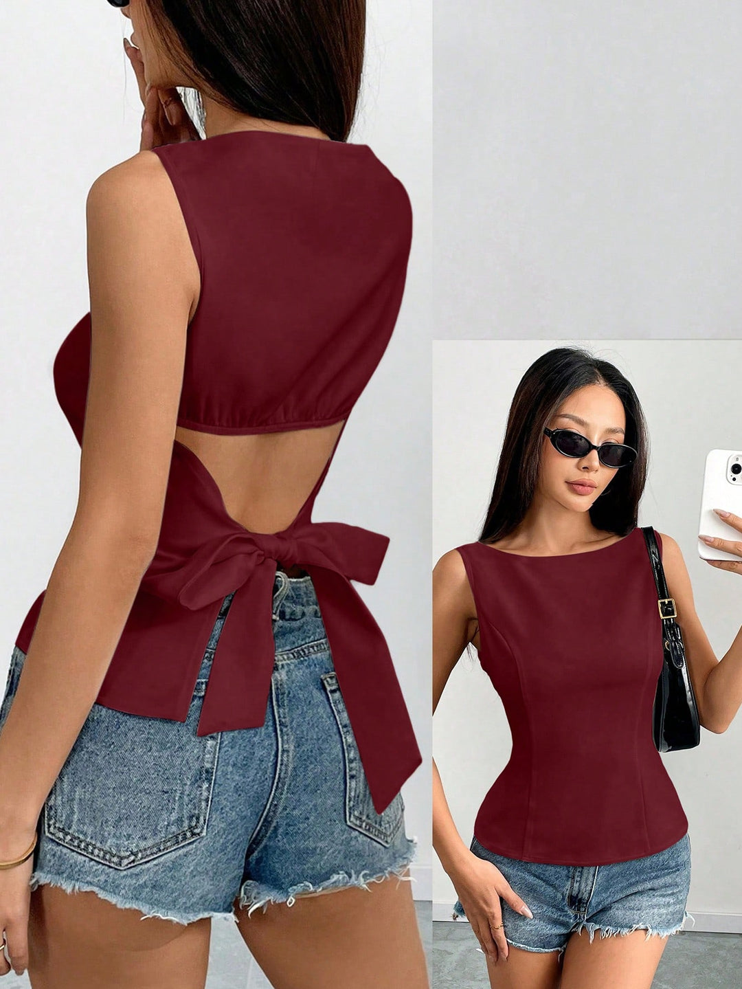 Bluza fără mâneci SHEIN, vișiniu