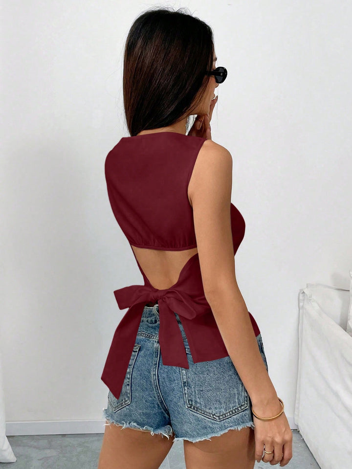 Bluza fără mâneci SHEIN, vișiniu