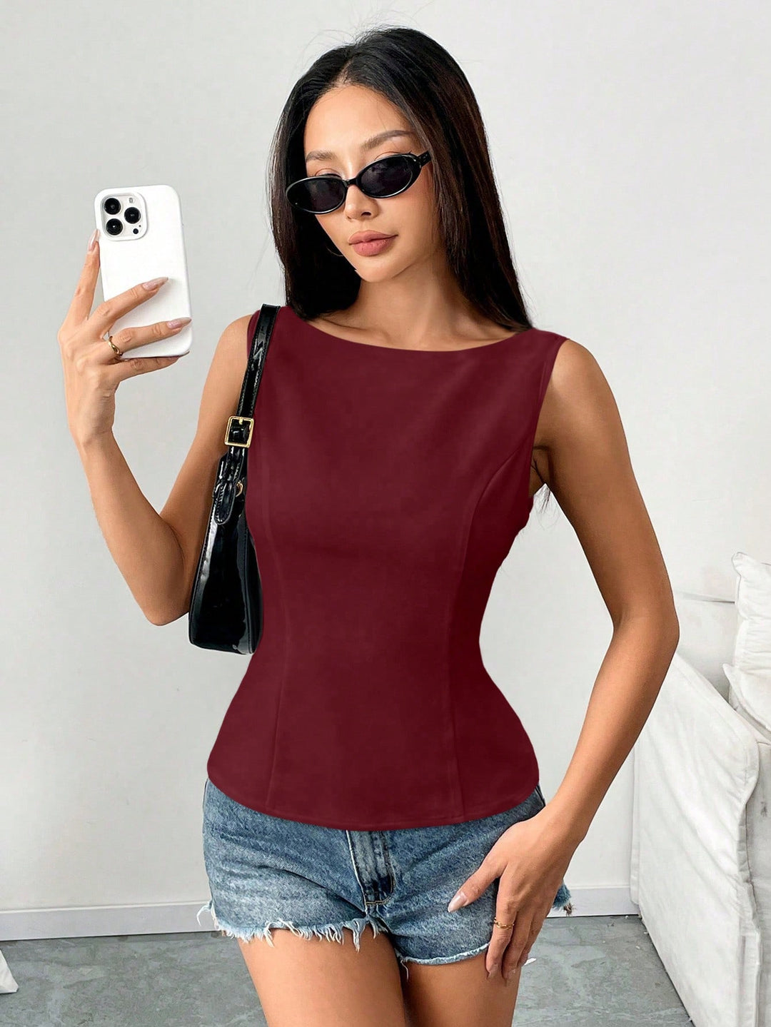 Bluza fără mâneci SHEIN, vișiniu