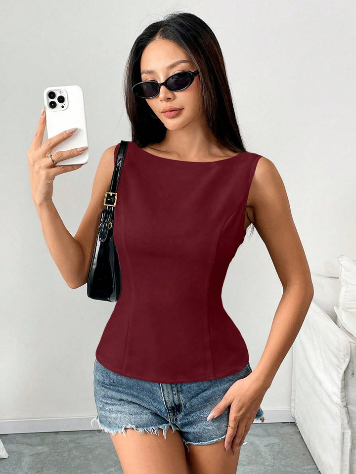 Bluza fără mâneci SHEIN, vișiniu