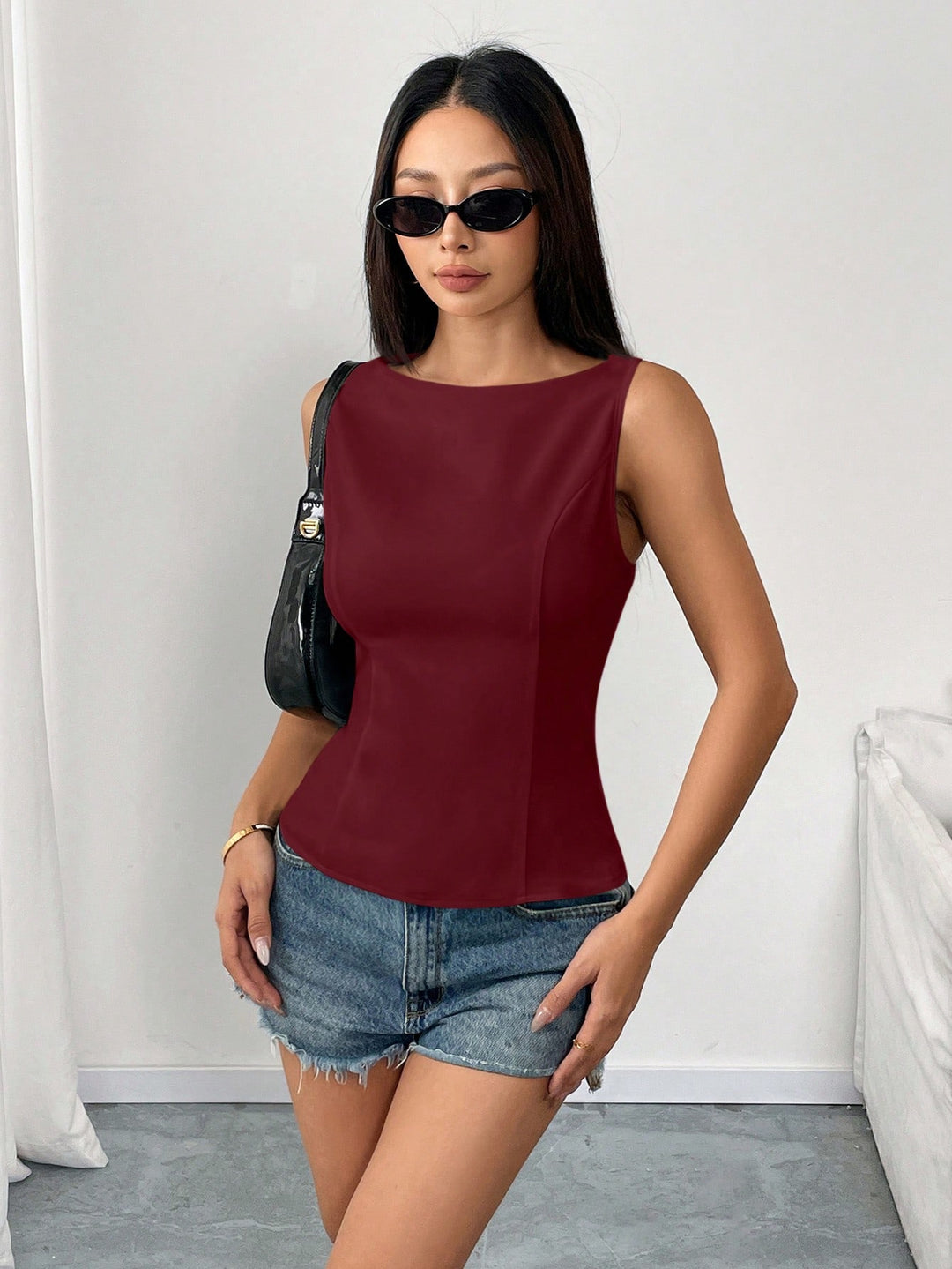 Bluza fără mâneci SHEIN, vișiniu