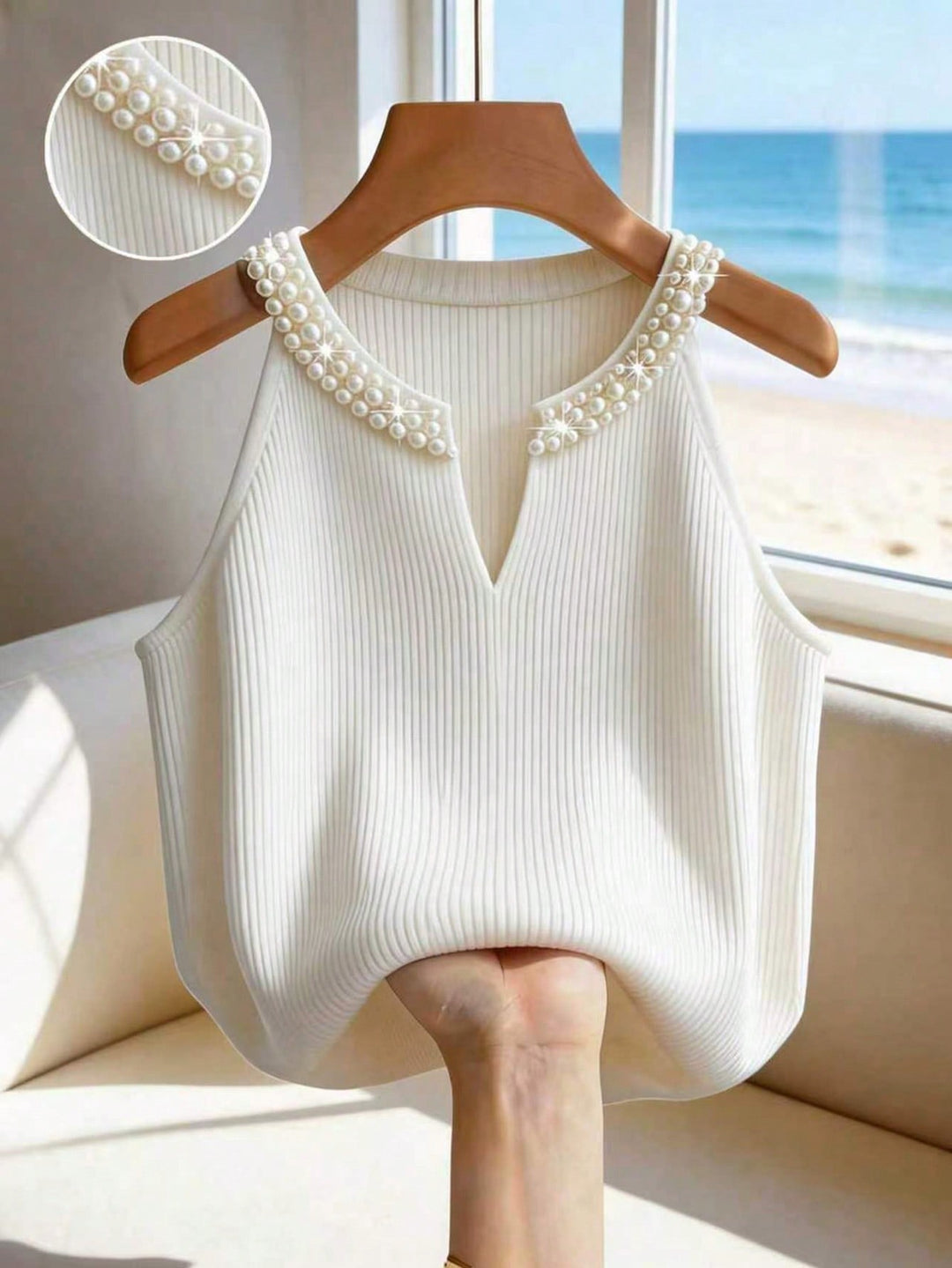 Top tricotat SHEIN, alb