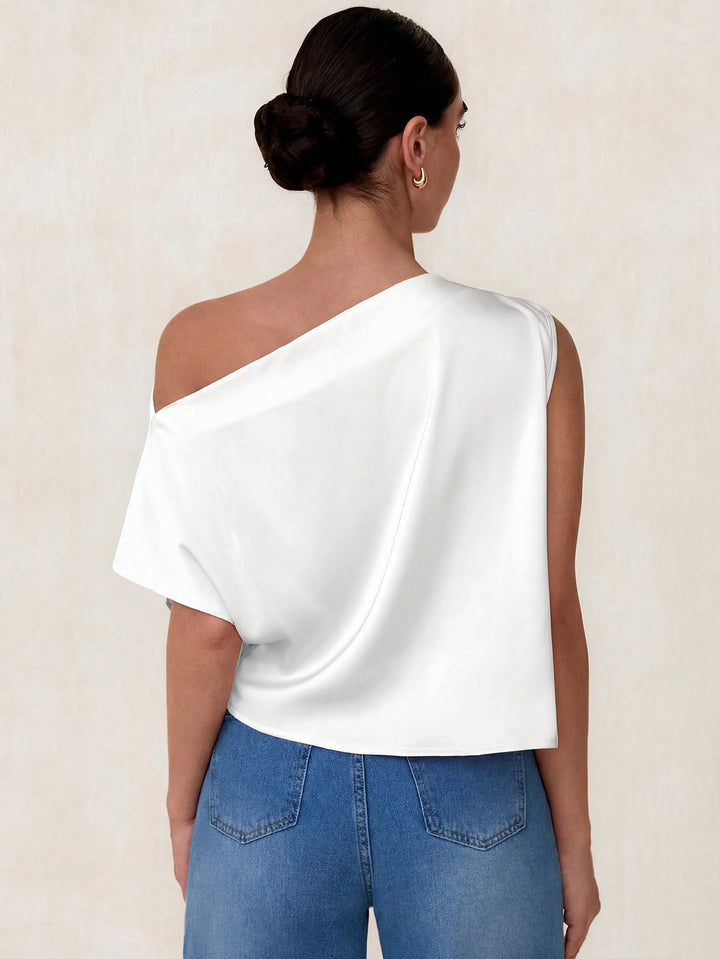 Bluza asimetrică SHEIN, alb