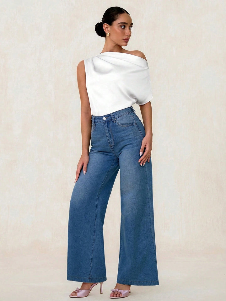 Bluza asimetrică SHEIN, alb