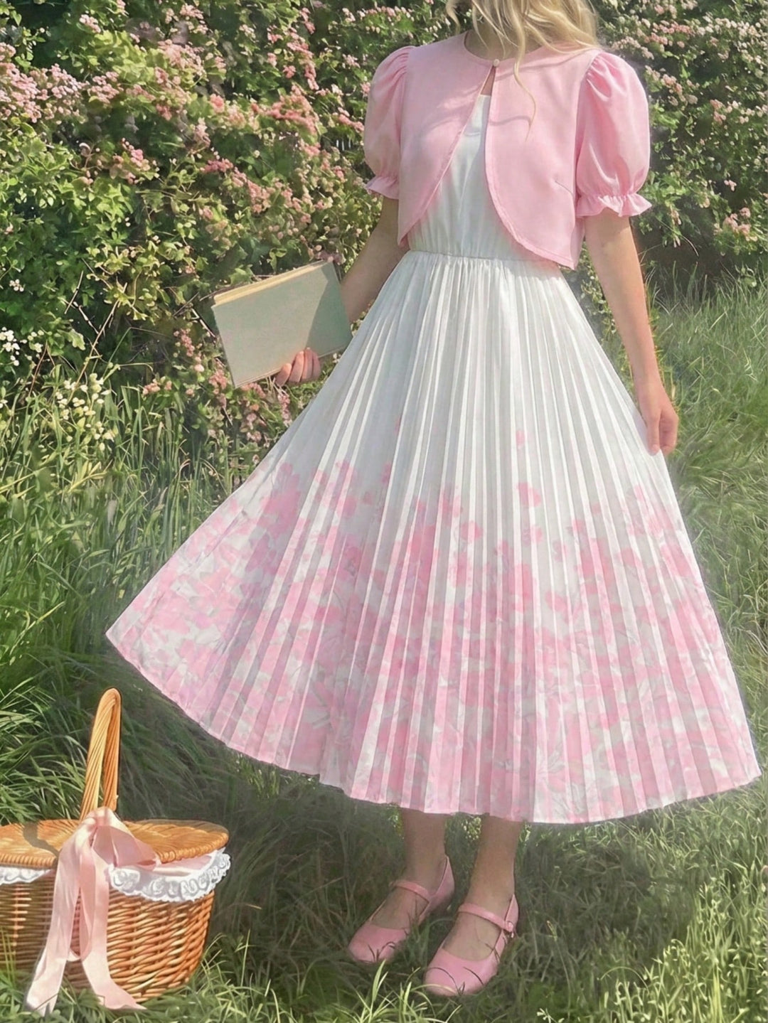 Set rochie și cardigan SHEIN, roz