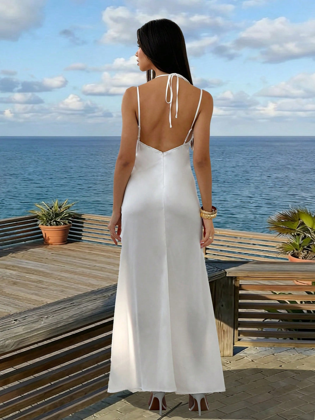 Rochie maxi SHEIN, alb