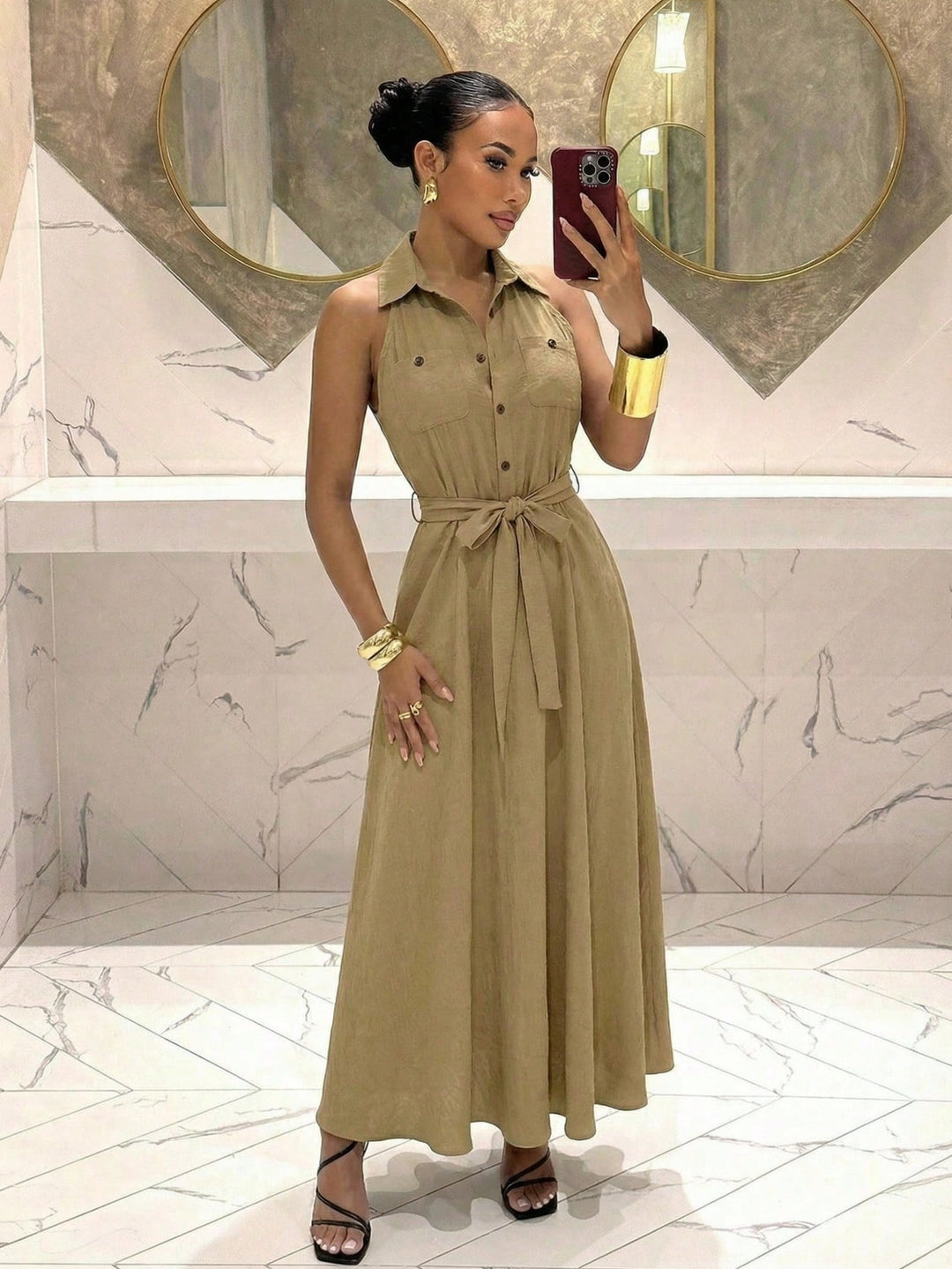 Rochie maxi SHEIN, kaki