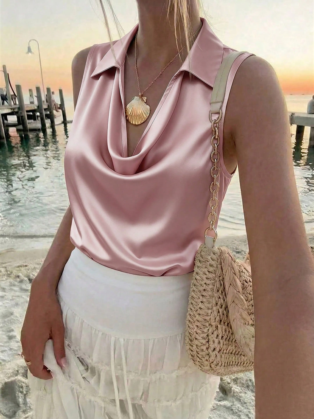 Bluza din satin SHEIN, roz