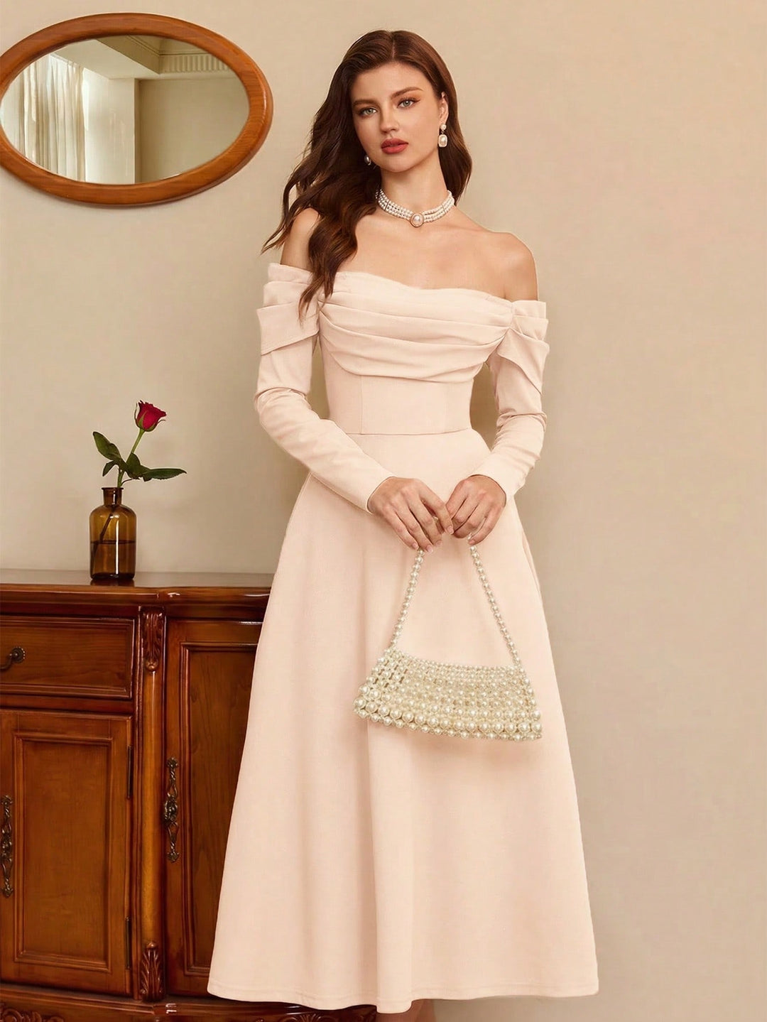 Rochie maxi SHEIN, bej