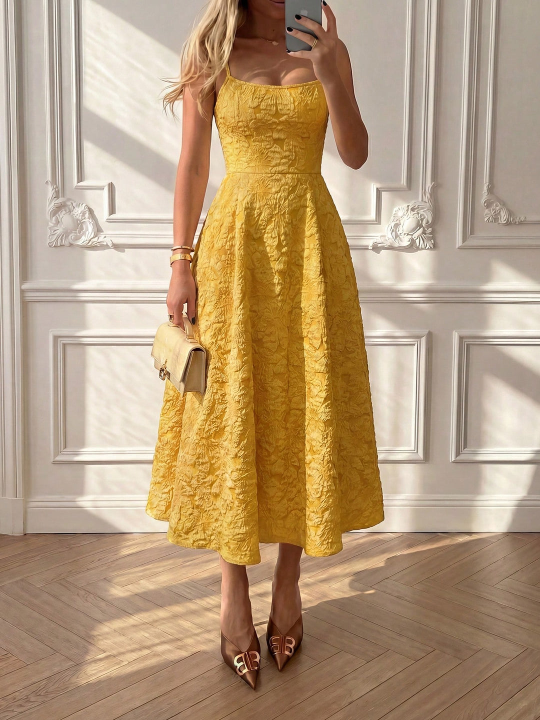 Rochie midi SHEIN, auriu