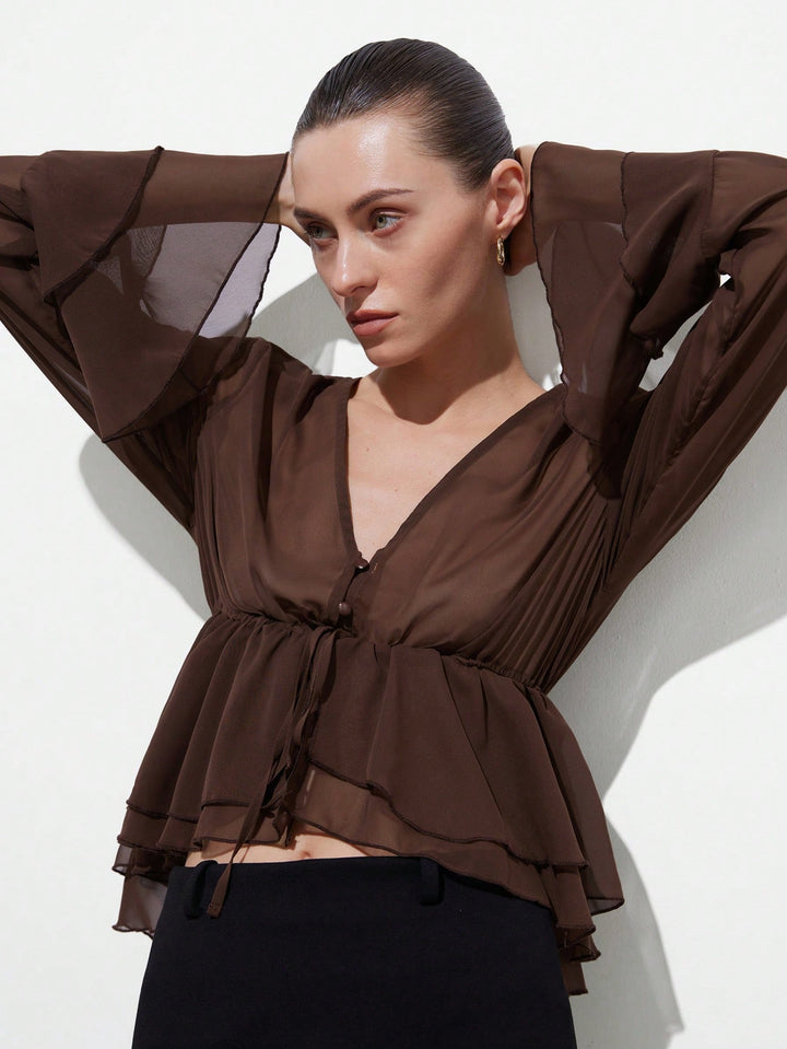 Bluza cu șifon SHEIN, maro