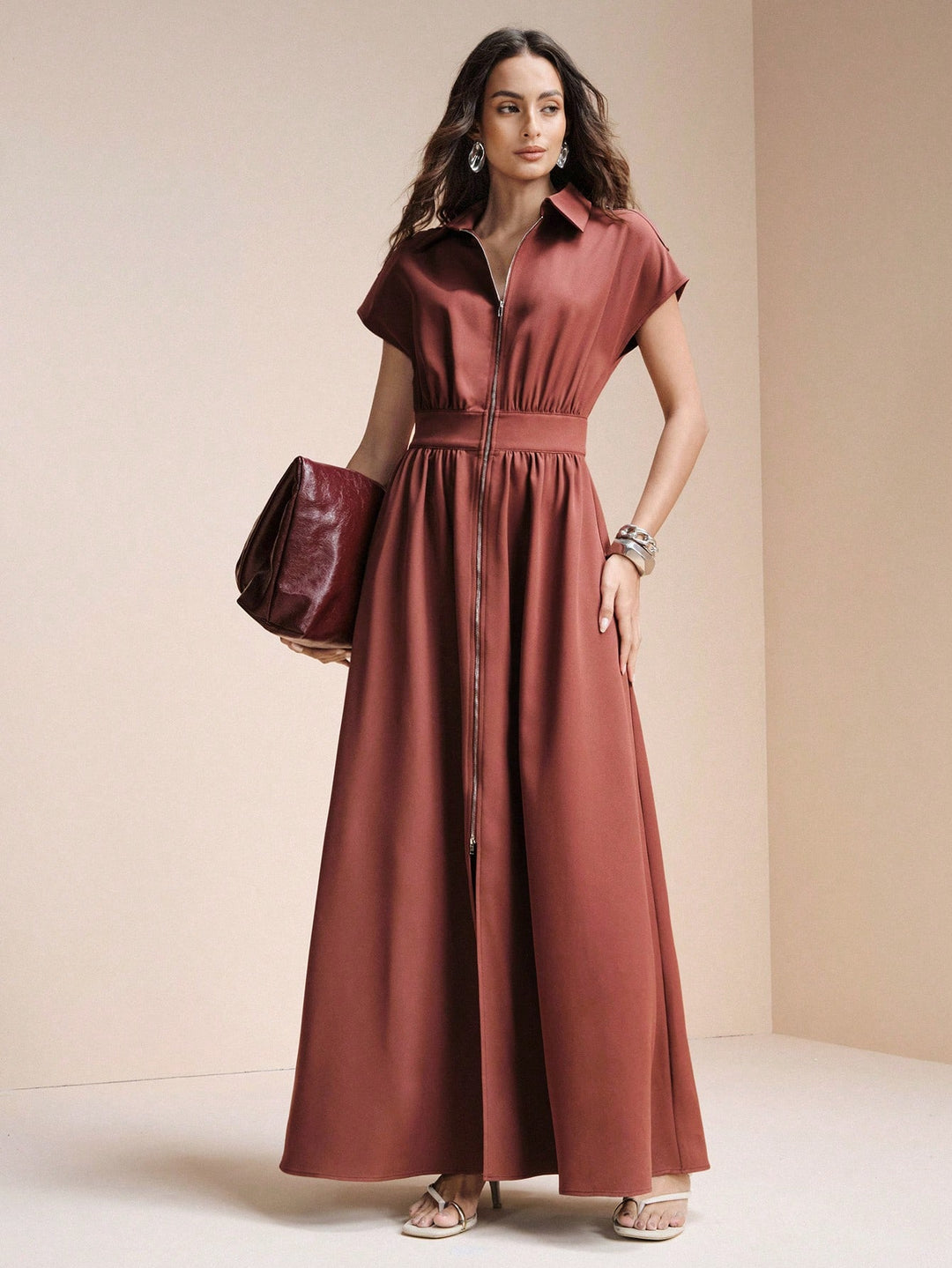 Rochie maxi SHEIN, maro