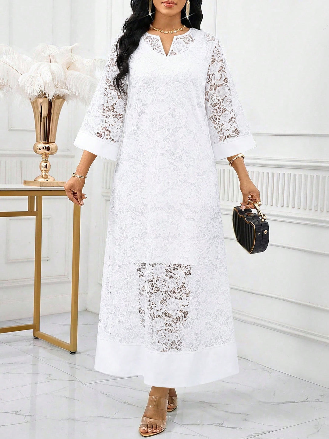 Rochie maxi SHEIN, alb