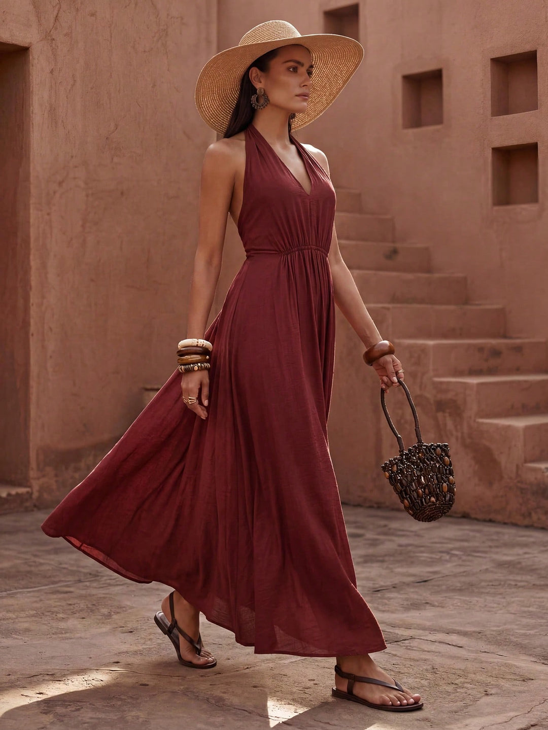 Rochie maxi SHEIN, maro