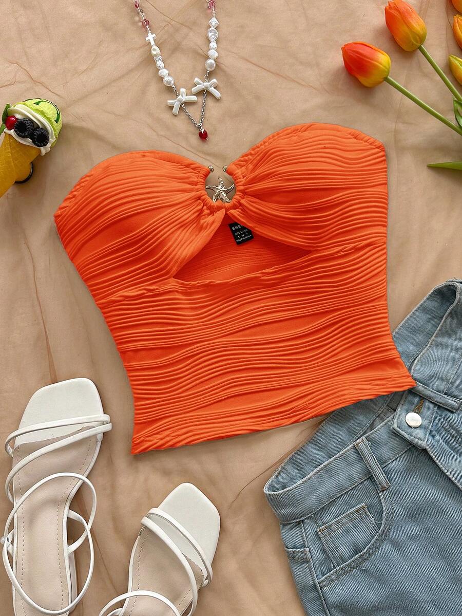 Top SHEIN, portocaliu