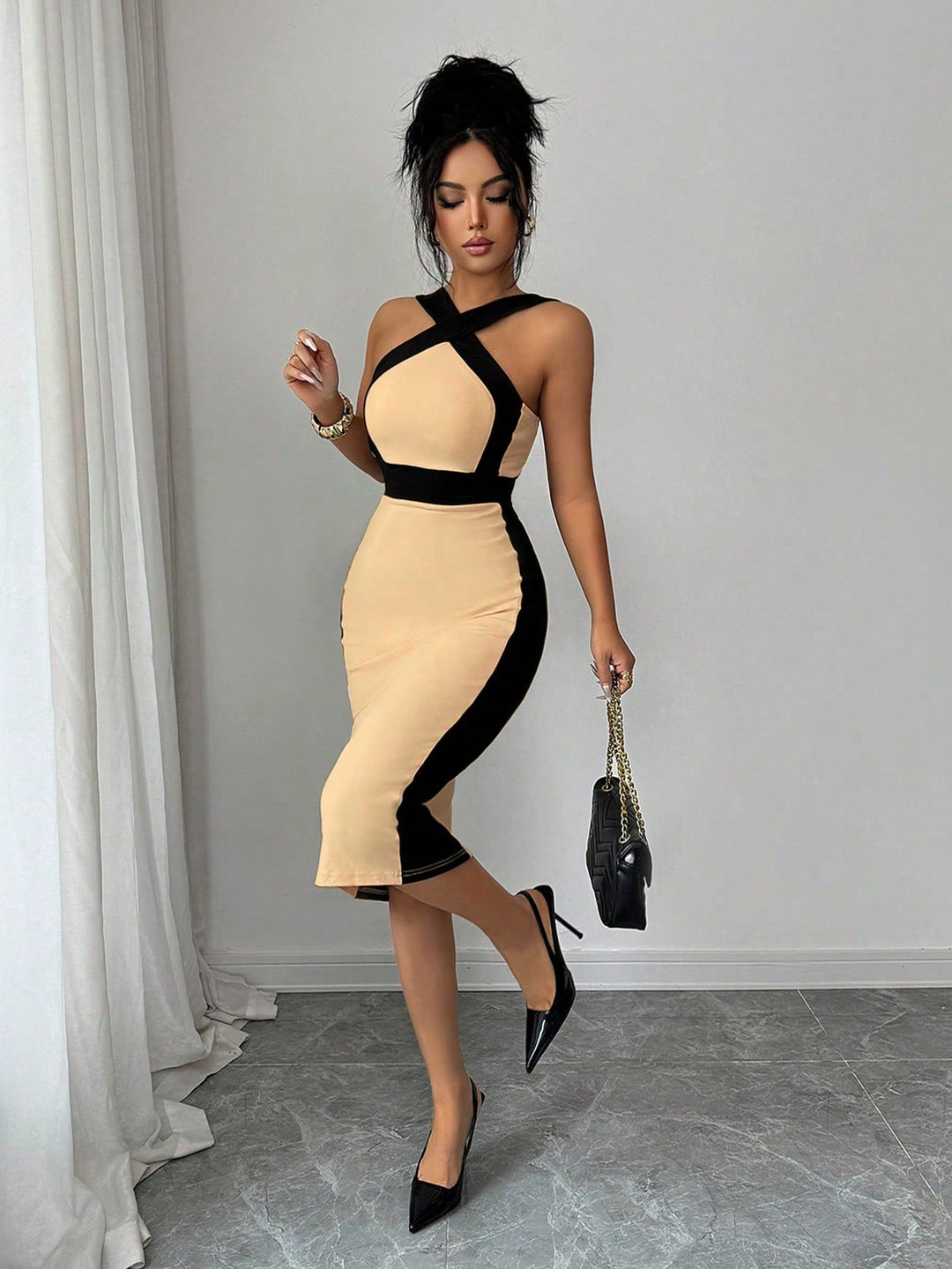 Rochie midi SHEIN, kaki
