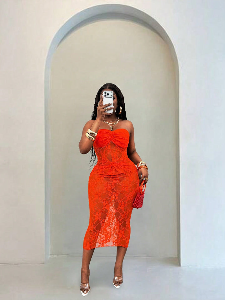 Rochie midi SHEIN, portocaliu