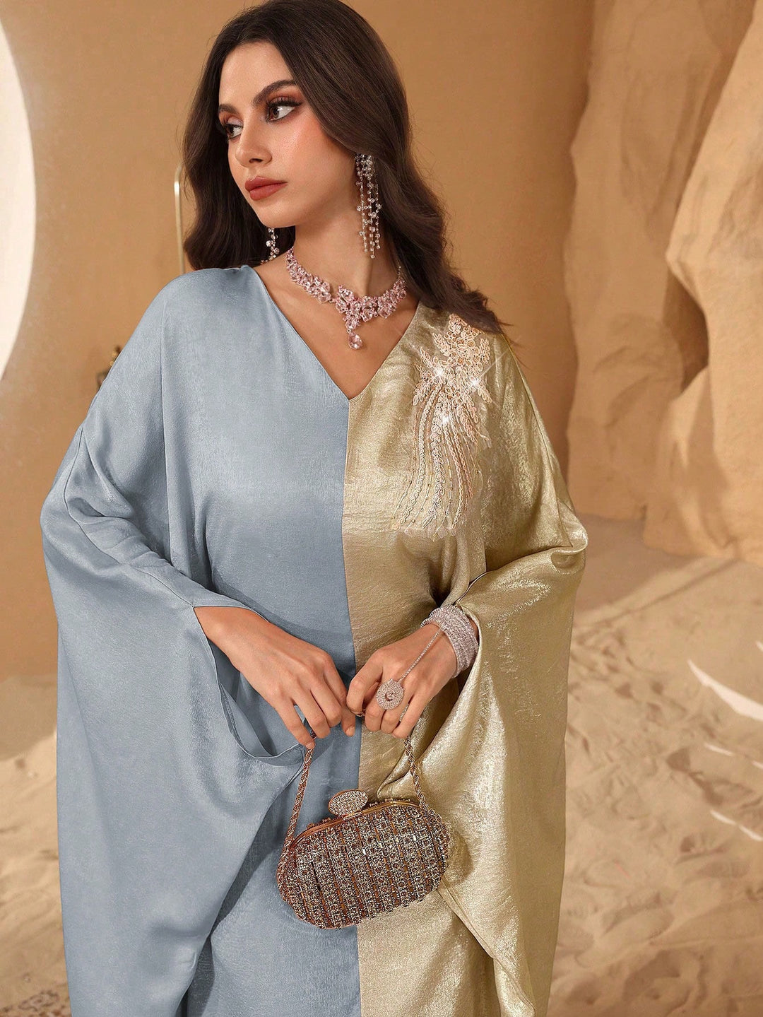 Set caftan și jalabiya SHEIN, albastru