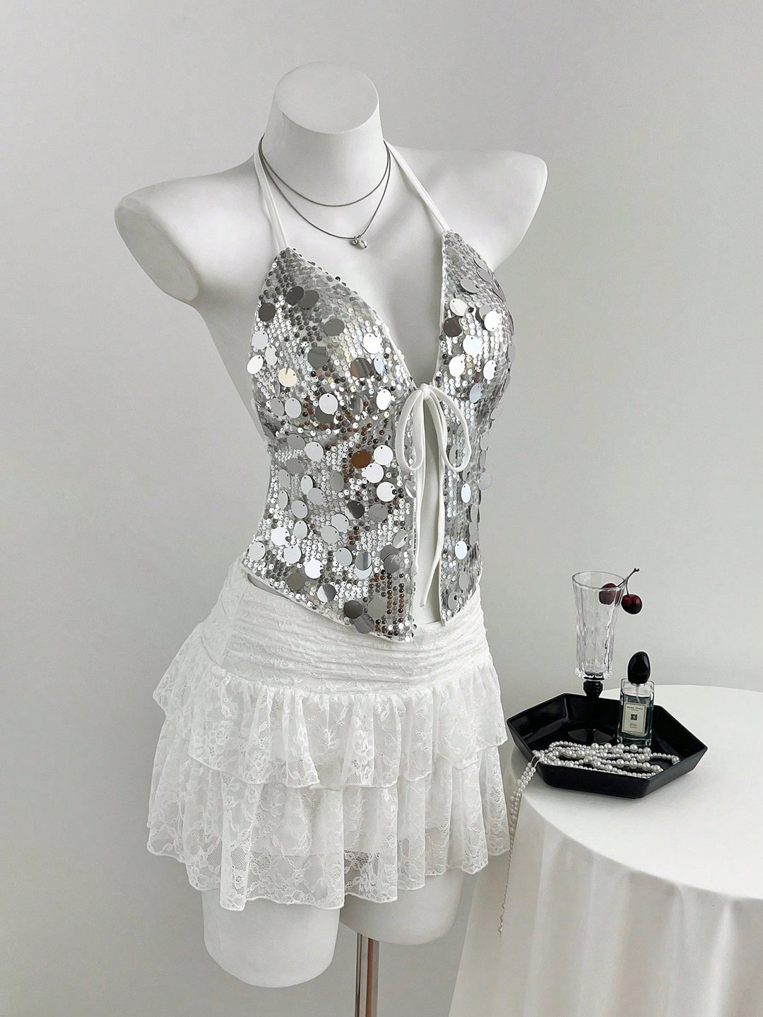 Top SHEIN, argintiu