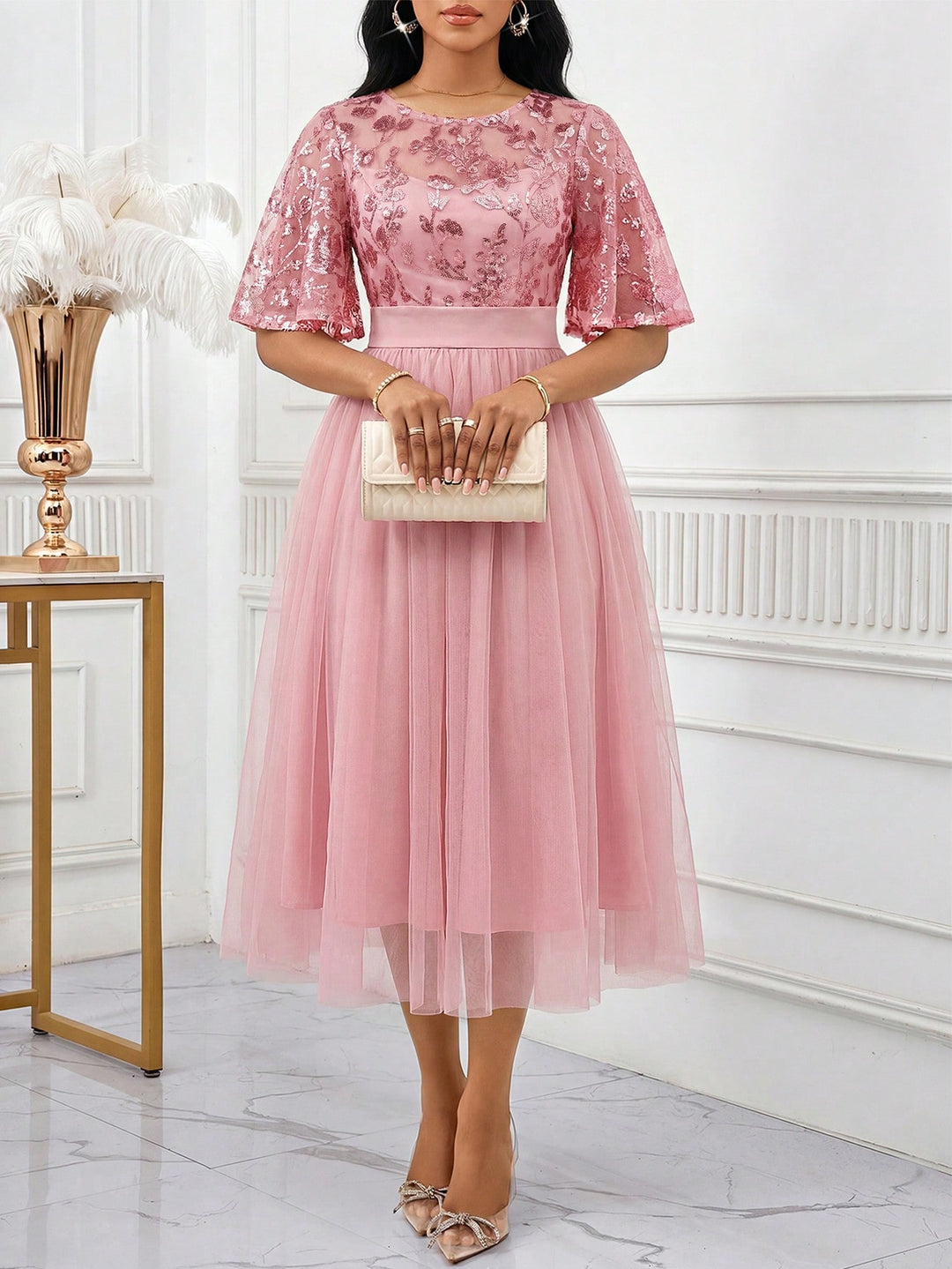 Rochie maxi SHEIN, roz