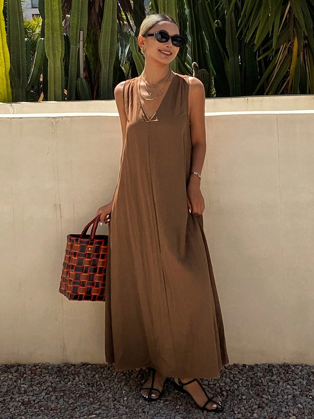 Rochie midi SHEIN, maro