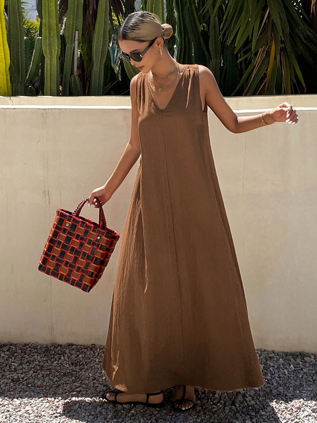 Rochie midi SHEIN, maro